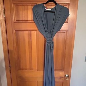 Free people beach dusty blue dress with slit